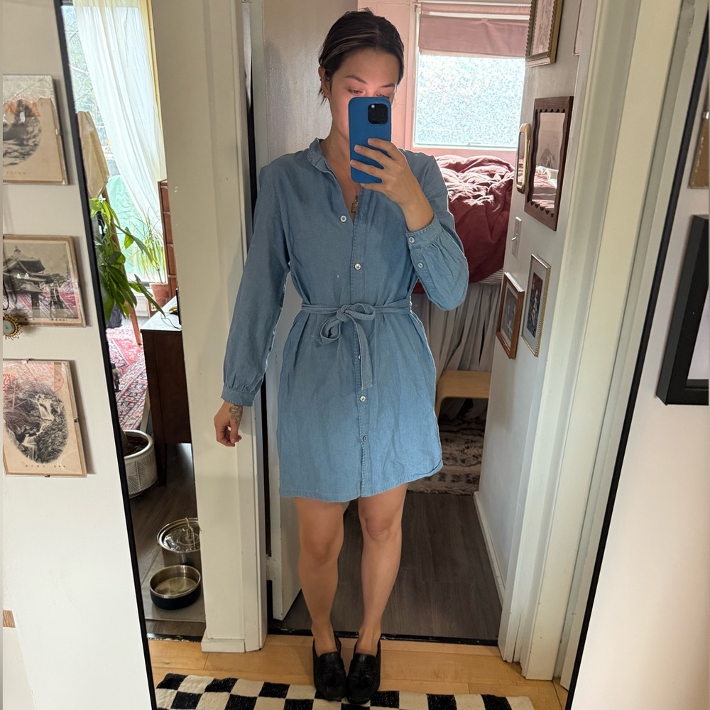 A.P.C. Chambray Shirt Dress | Size 38 (S/M) | Minimalist Parisian